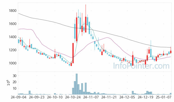 이렘 주가 차트 2025.01.13 (기간 단위 : Day)