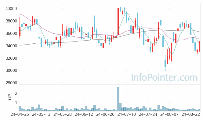 원익IPS 주가 차트 2024.08.28 (기간 단위 : Day)