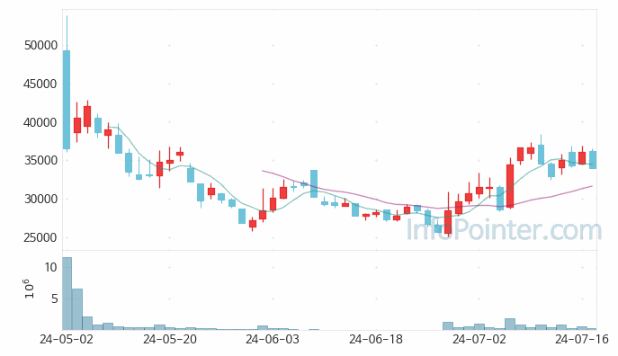 디앤디파마텍 주가 차트 2024.07.17 (기간 단위 : Day)