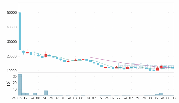 라메디텍 주가 차트 2024.08.13 (기간 단위 : Day)